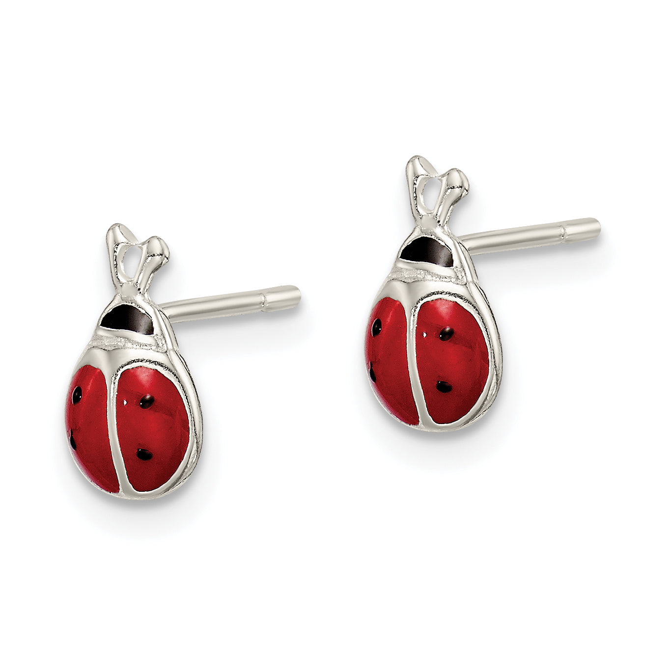 Sterling Silver Polished Red/Black Enameled Ladybug Post Earrings Secondary image
