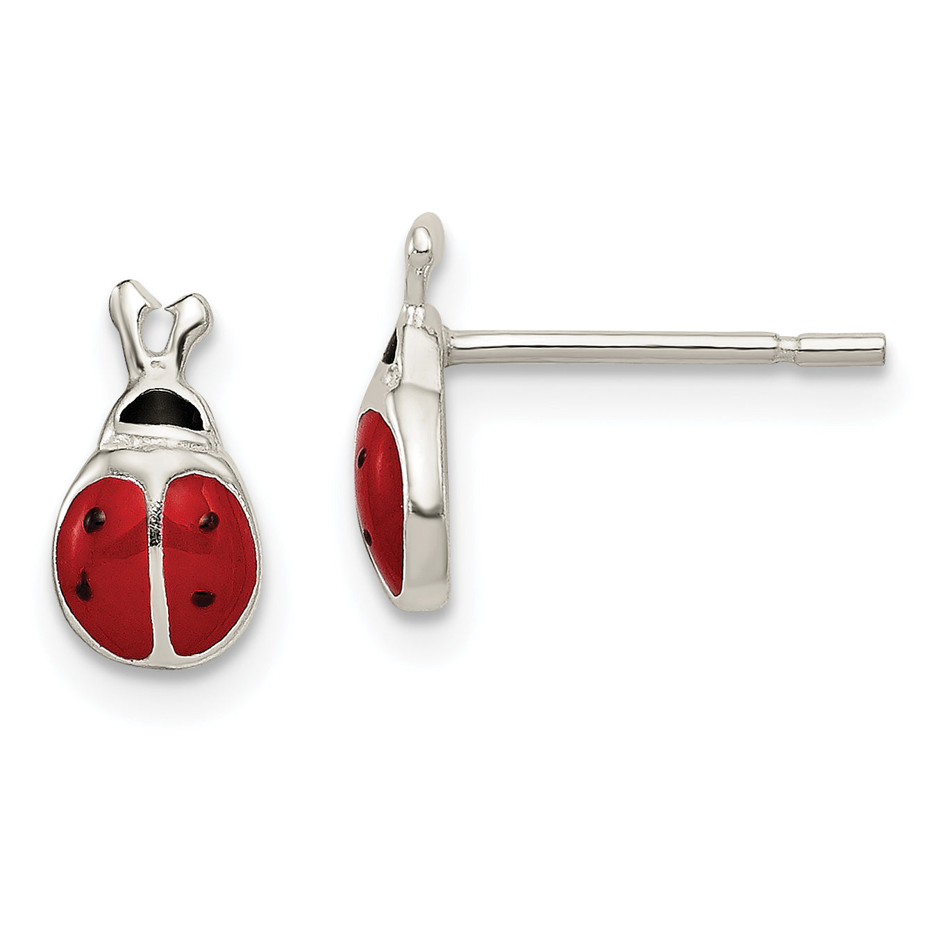 Sterling Silver Polished Red/Black Enameled Ladybug Post Earrings Main image