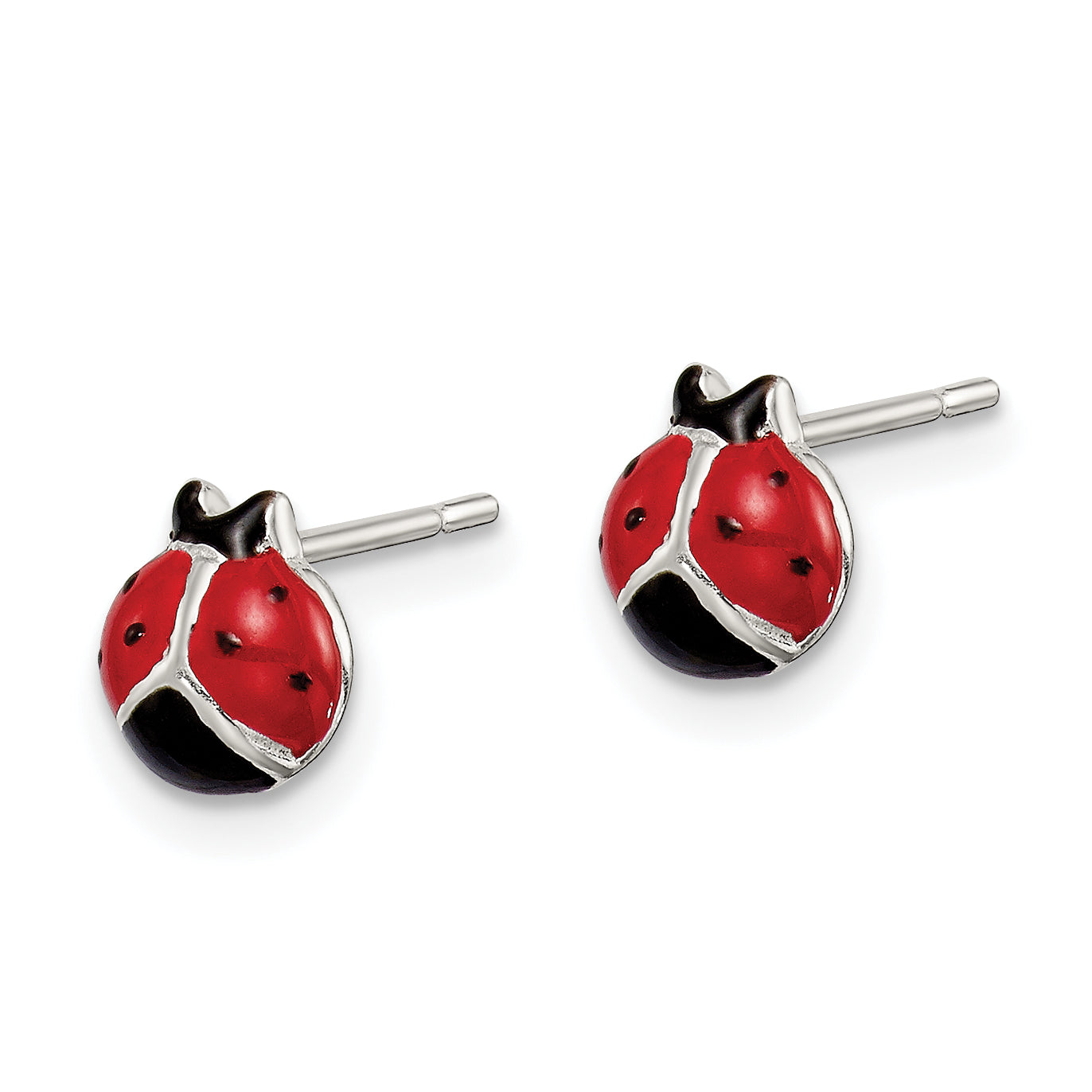 Sterling Silver Polished Red/Black Enameled Ladybug Post Earrings Secondary image