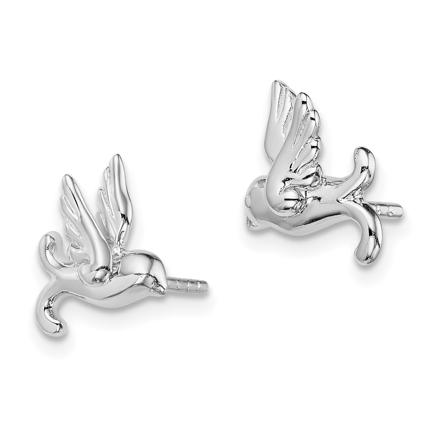 Sterling Silver Rhodium Plated Bird Post Earrings Secondary image