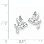 Sterling Silver Rhodium Plated Bird Post Earrings
