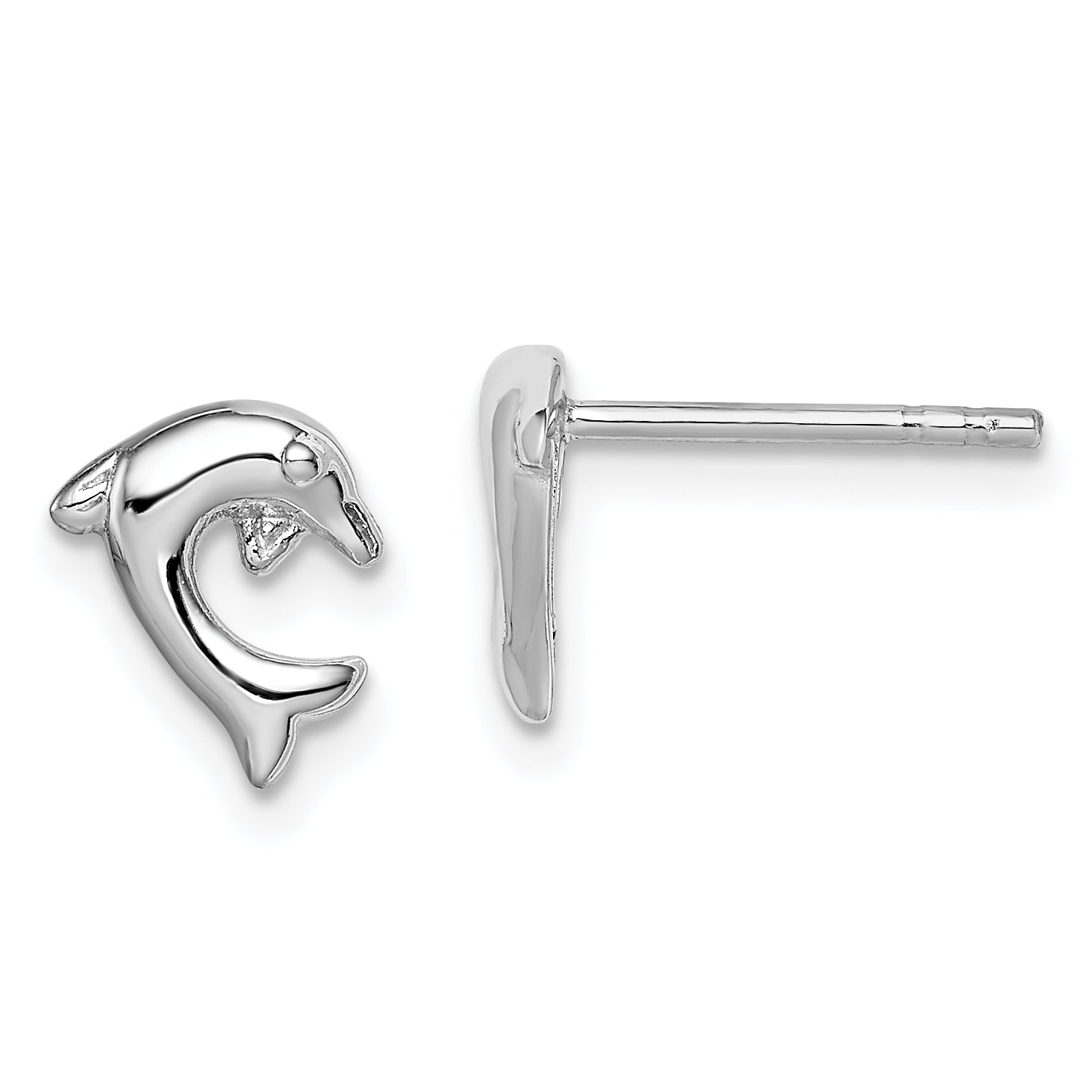 Sterling Silver Rhodium-plated Polished Dolphin Post Earrings Main image
