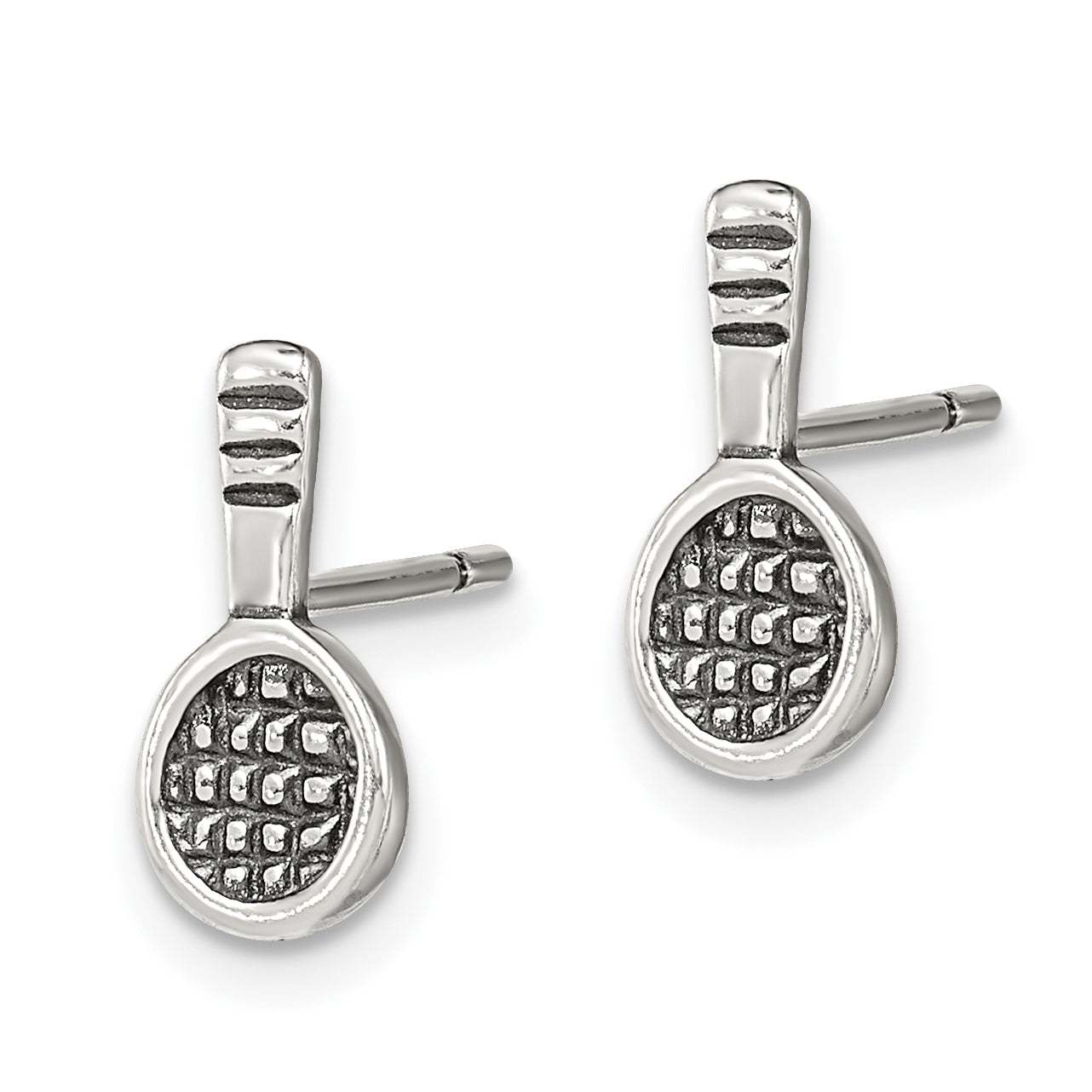 Sterling Silver Antique Tennis Racquet Post Earrings Secondary image