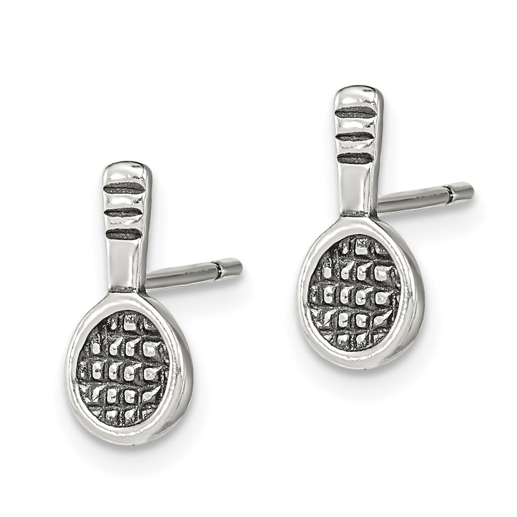 Sterling Silver Antique Tennis Racquet Post Earrings