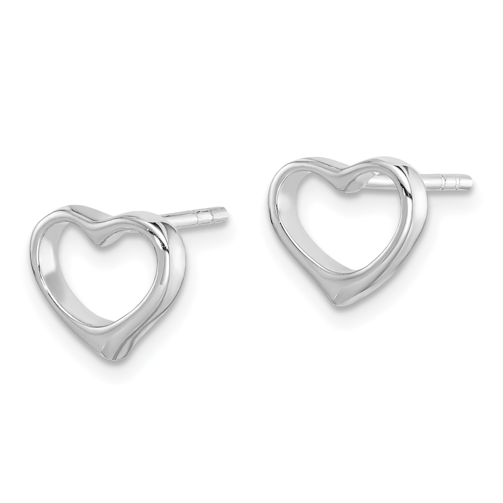 Sterling Silver Rhodium Plated Open Heart Post Earrings Secondary image