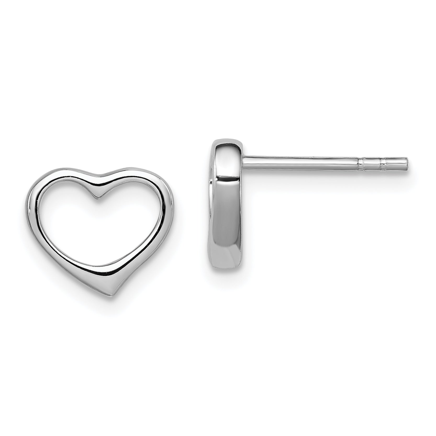 Sterling Silver Rhodium Plated Open Heart Post Earrings Main image