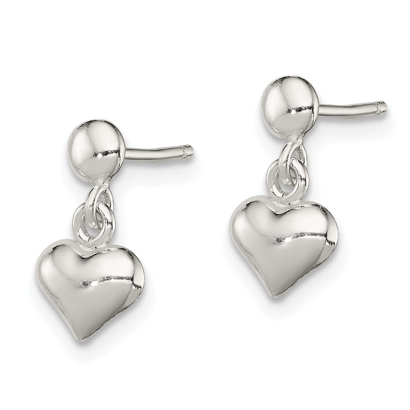 Sterling Silver Dangle Heart Post Earrings Secondary image