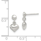 Sterling Silver Dangle Heart Post Earrings
