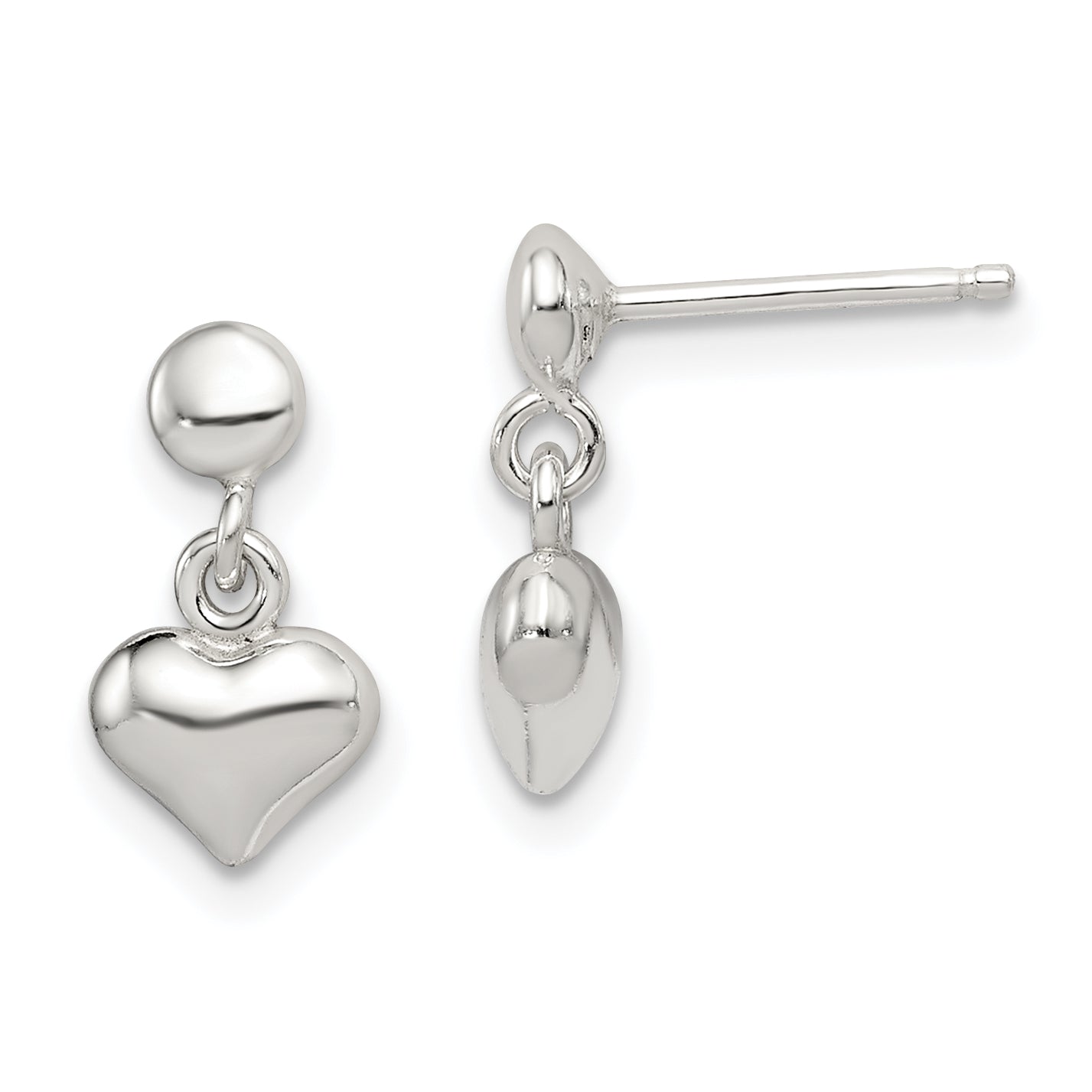 Sterling Silver Dangle Heart Post Earrings Main image