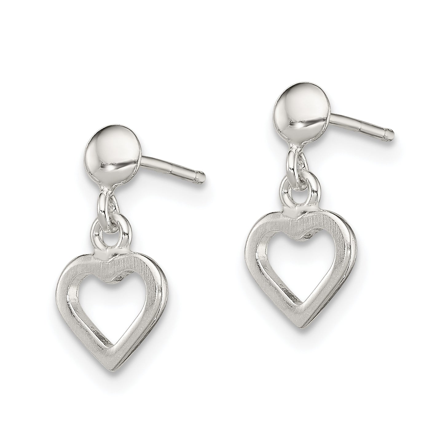 Sterling Silver Dangle Heart Post Earrings Secondary image