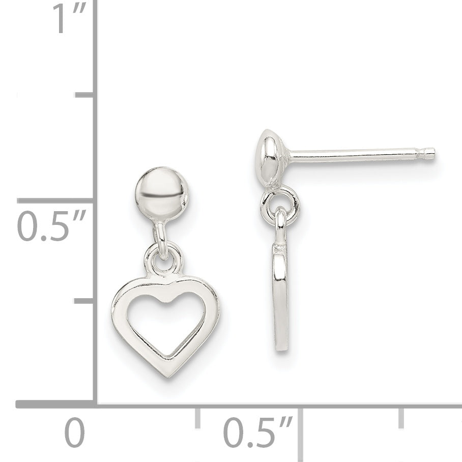 Sterling Silver Dangle Heart Post Earrings