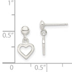 Sterling Silver Dangle Heart Post Earrings