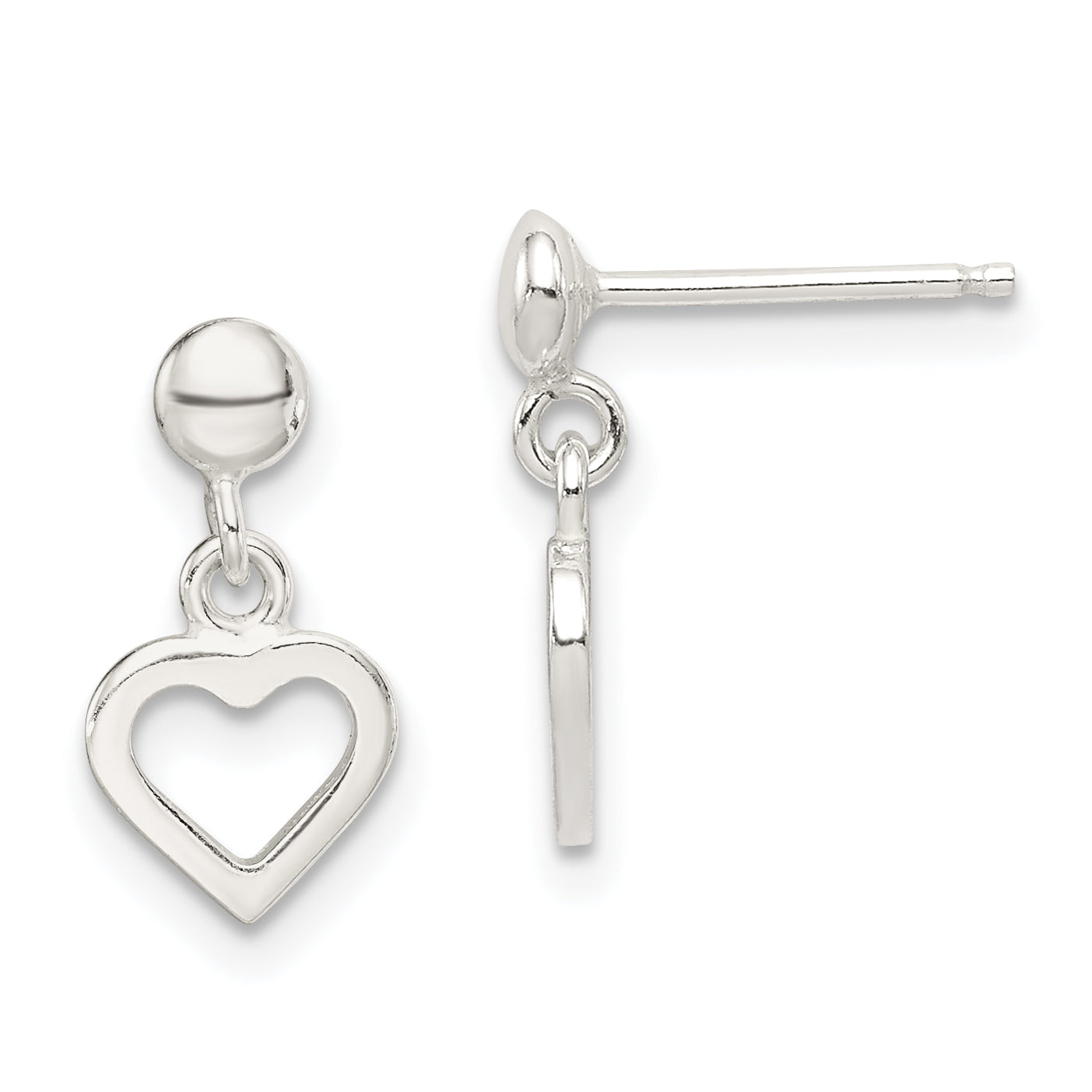 Sterling Silver Dangle Heart Post Earrings Main image