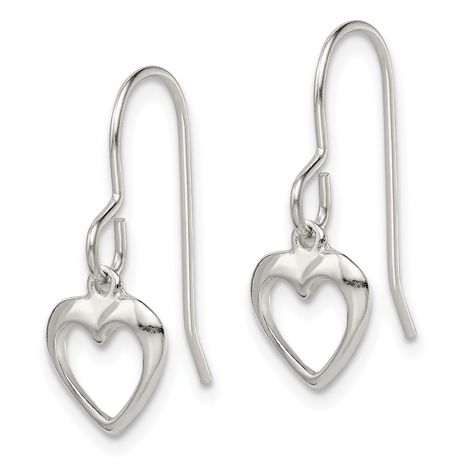 Sterling Silver Heart Dangle Shepherd Hook Earrings Secondary image