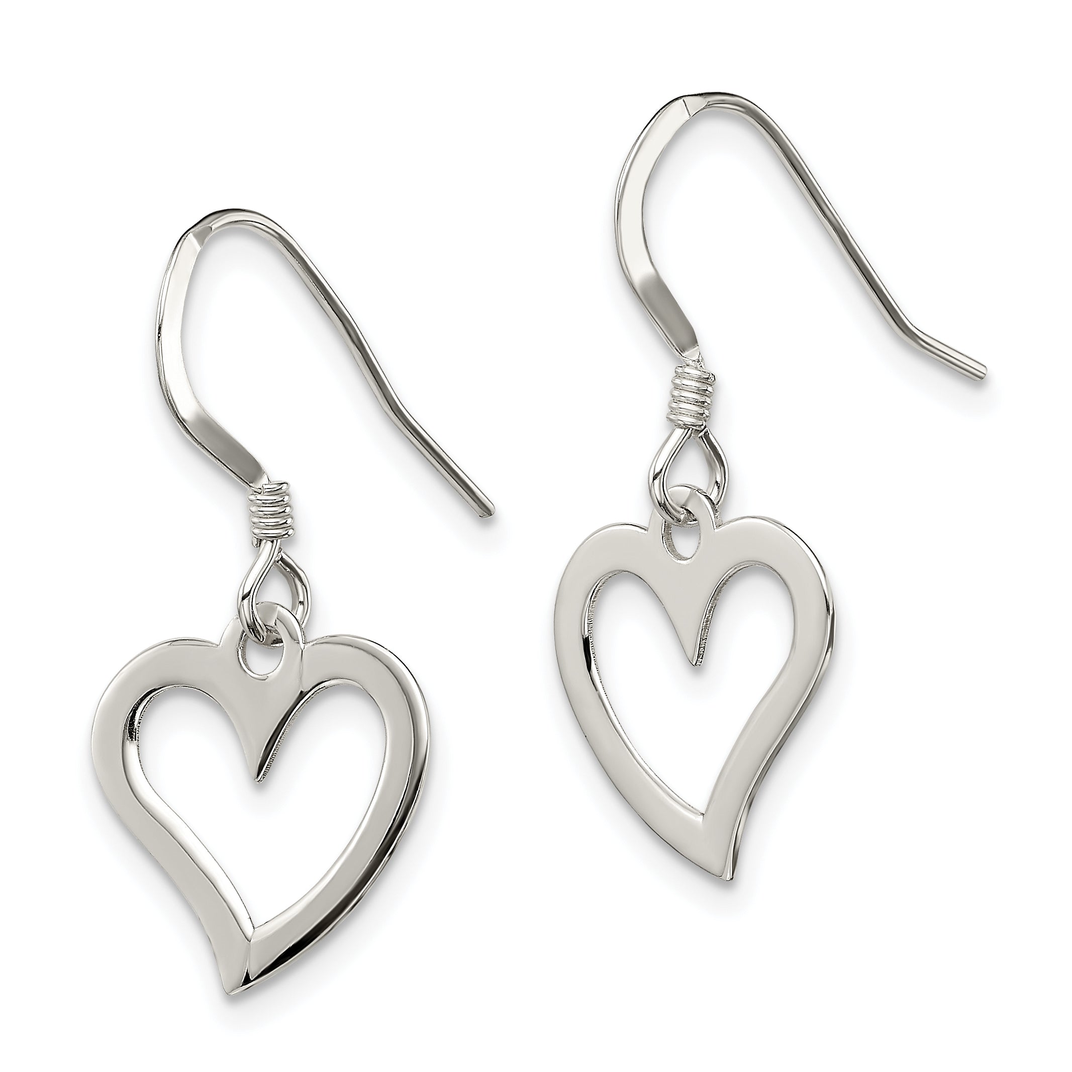 Sterling Silver Polished Heart Dangle Earrings Secondary image