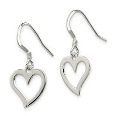 Sterling Silver Polished Heart Dangle Earrings