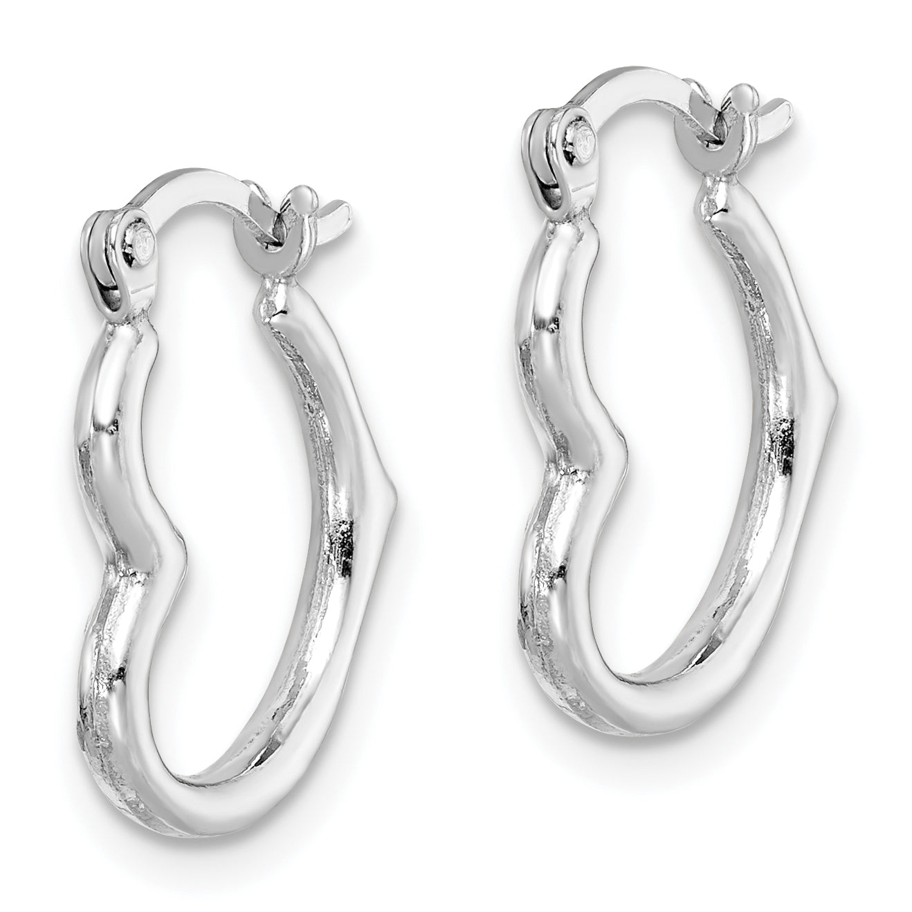 Sterling Silver Rhodium Plated Hollow Heart Hoop Earrings Secondary image