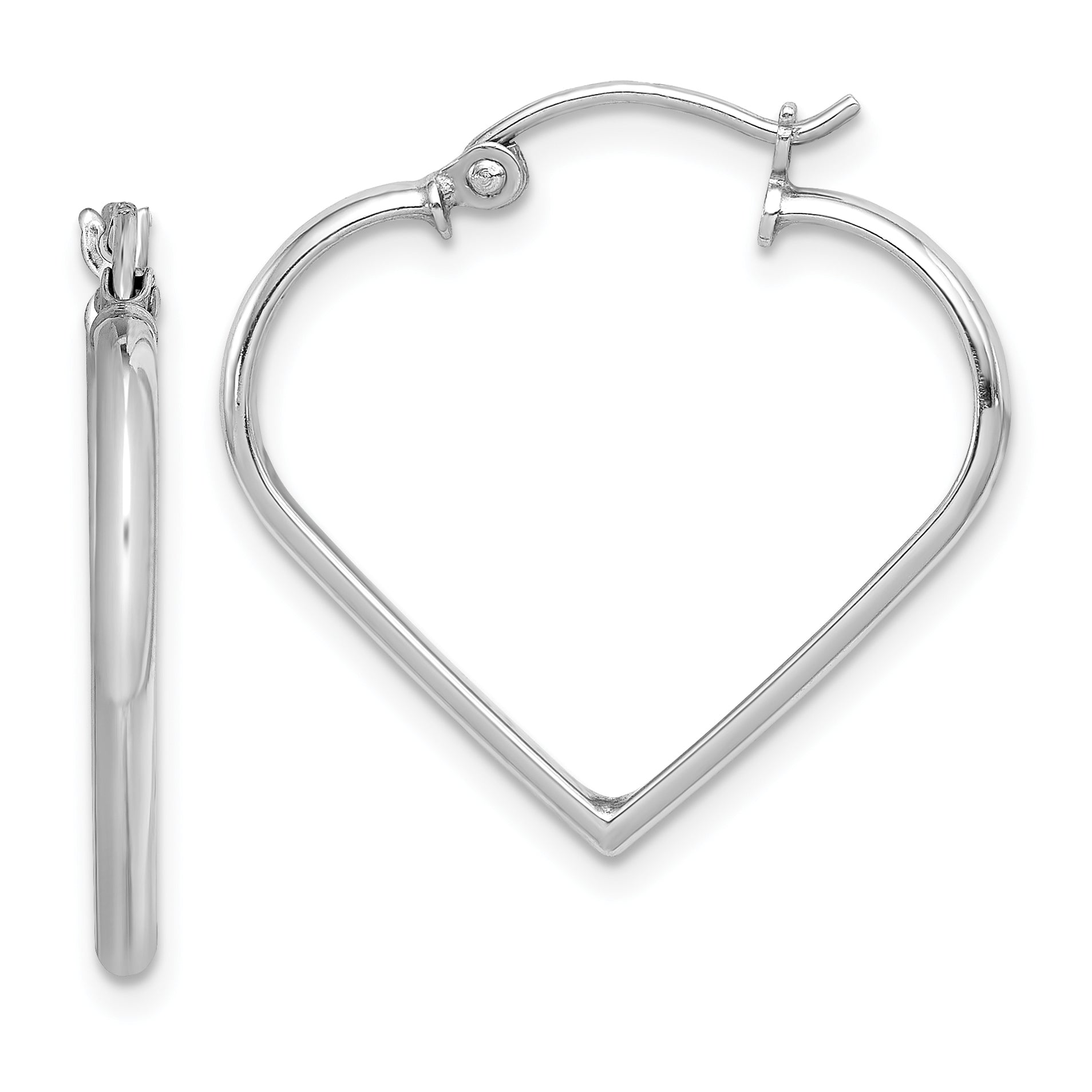 Sterling Silver Rhodium Plated Heart Hoop Earrings Main image