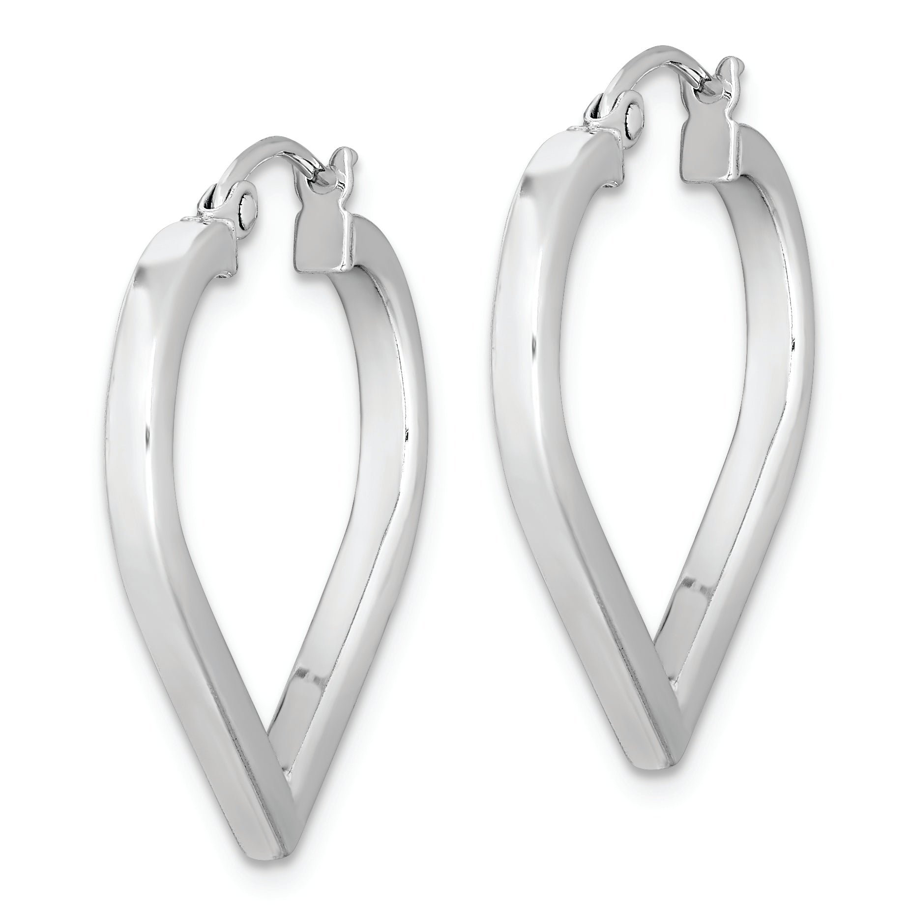 Sterling Silver Rhodium Plated Heart Hoop Earrings Secondary image