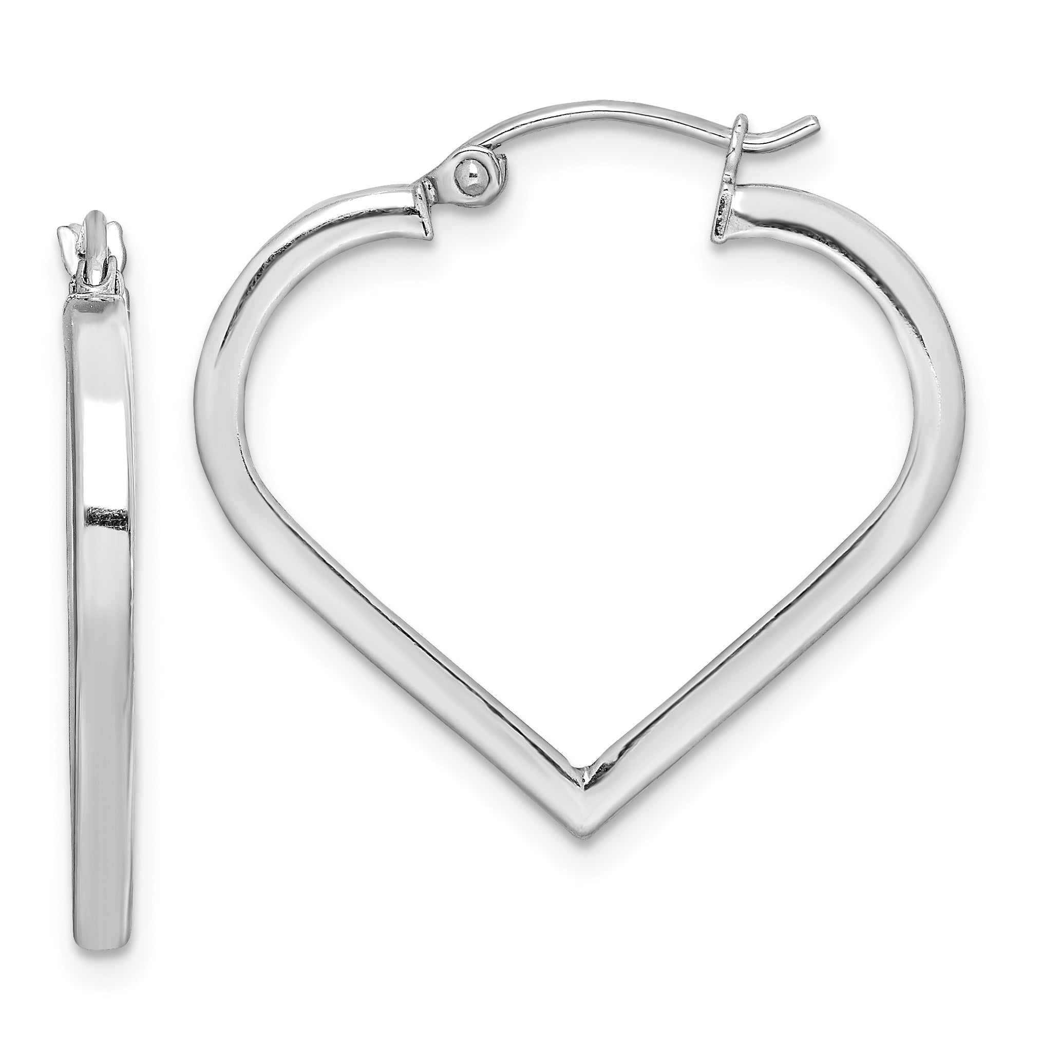 Sterling Silver Rhodium Plated Heart Hoop Earrings Main image