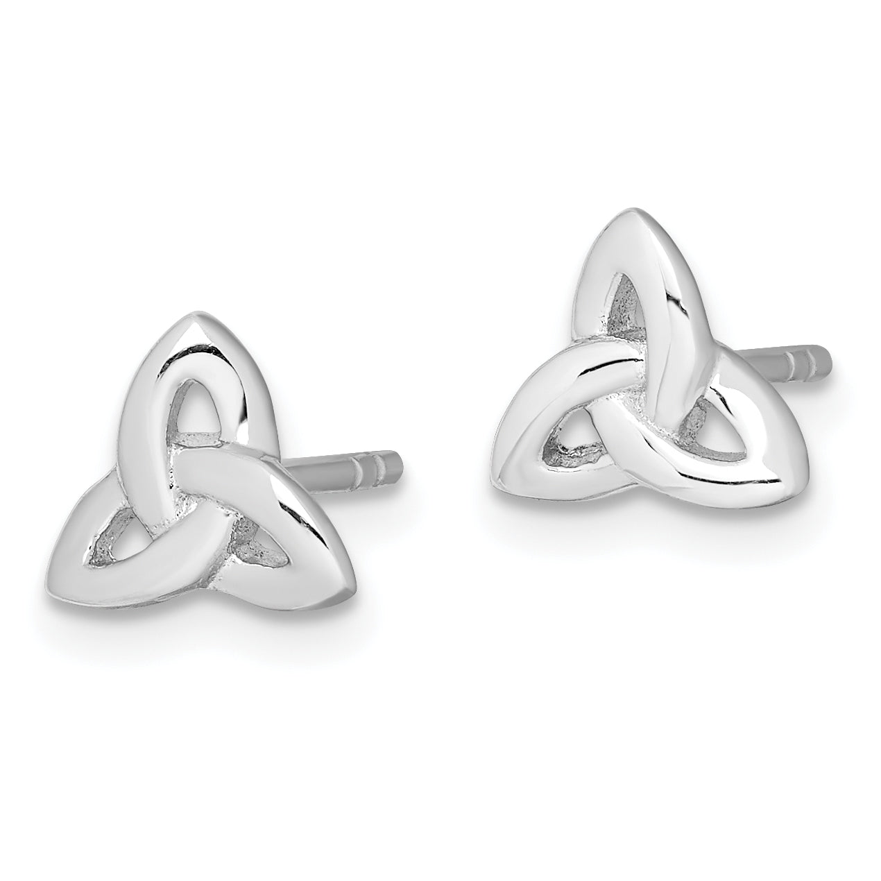 Sterling Silver Rhodium-plated Trinity Symbol Post Earrings Secondary image