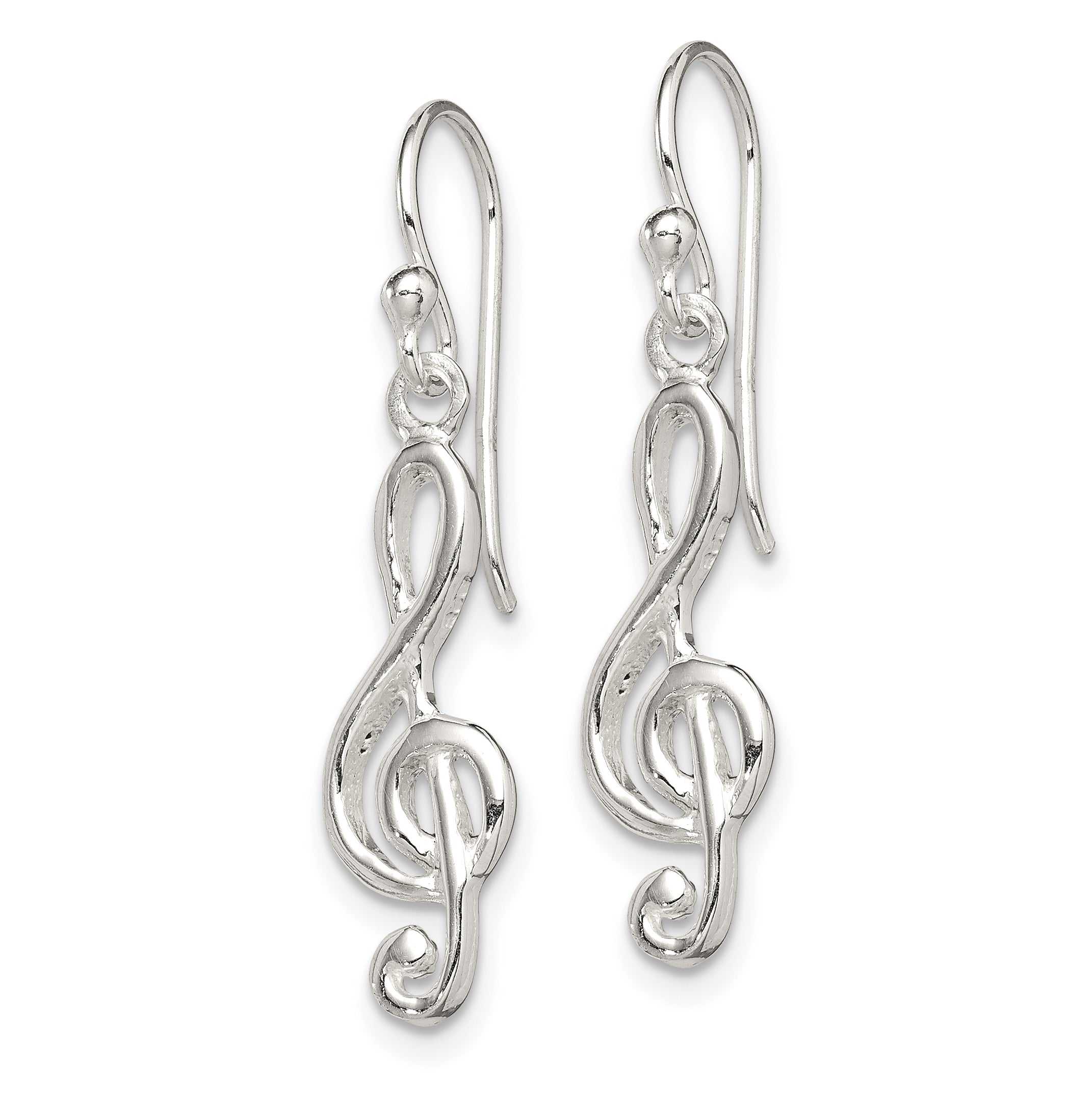 Sterling Silver Music Treble Clef Shepherd Hook Earrings Secondary image