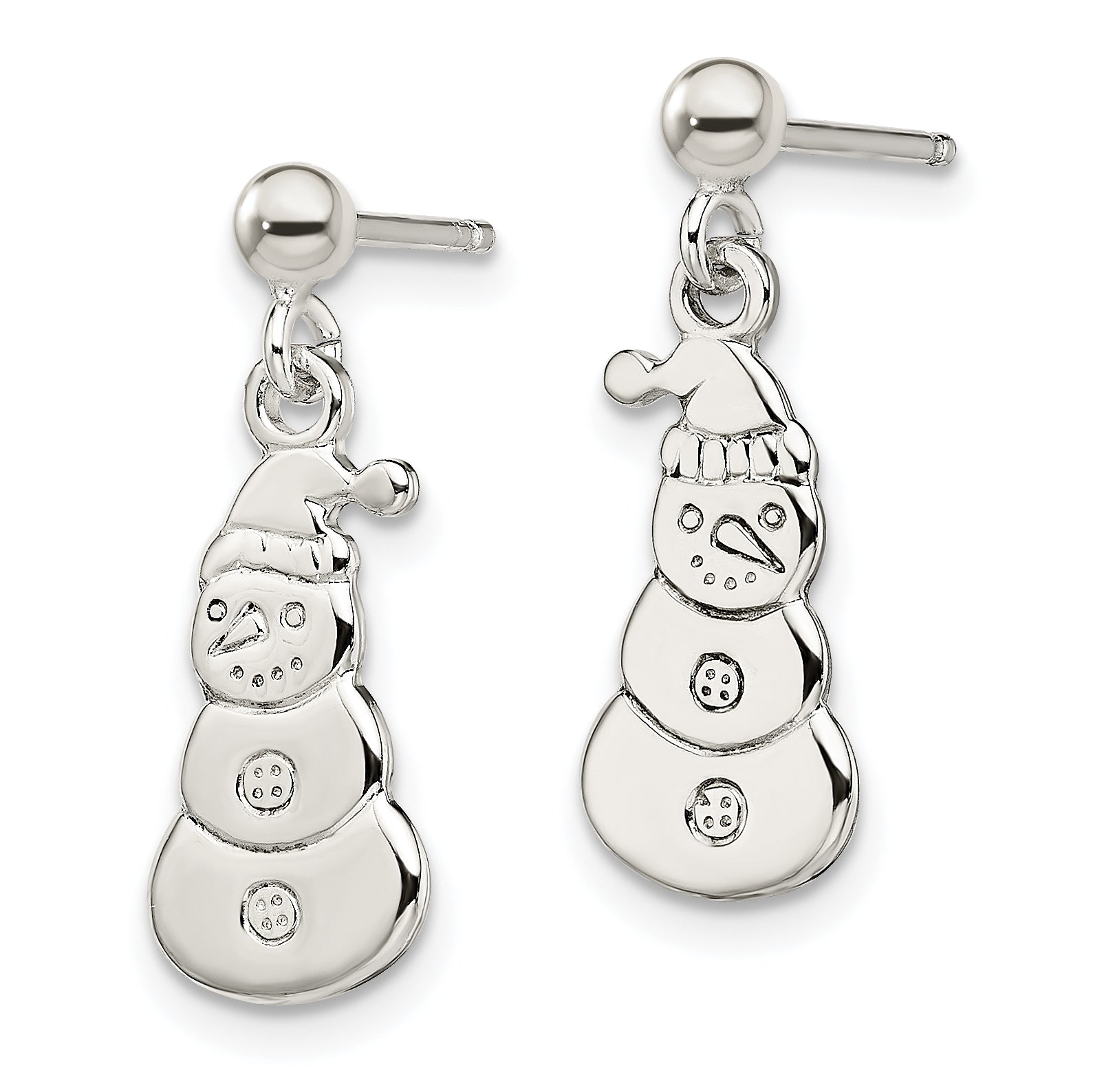 Sterling Silver Polished Snowmen Post Dangle Earrings Secondary image