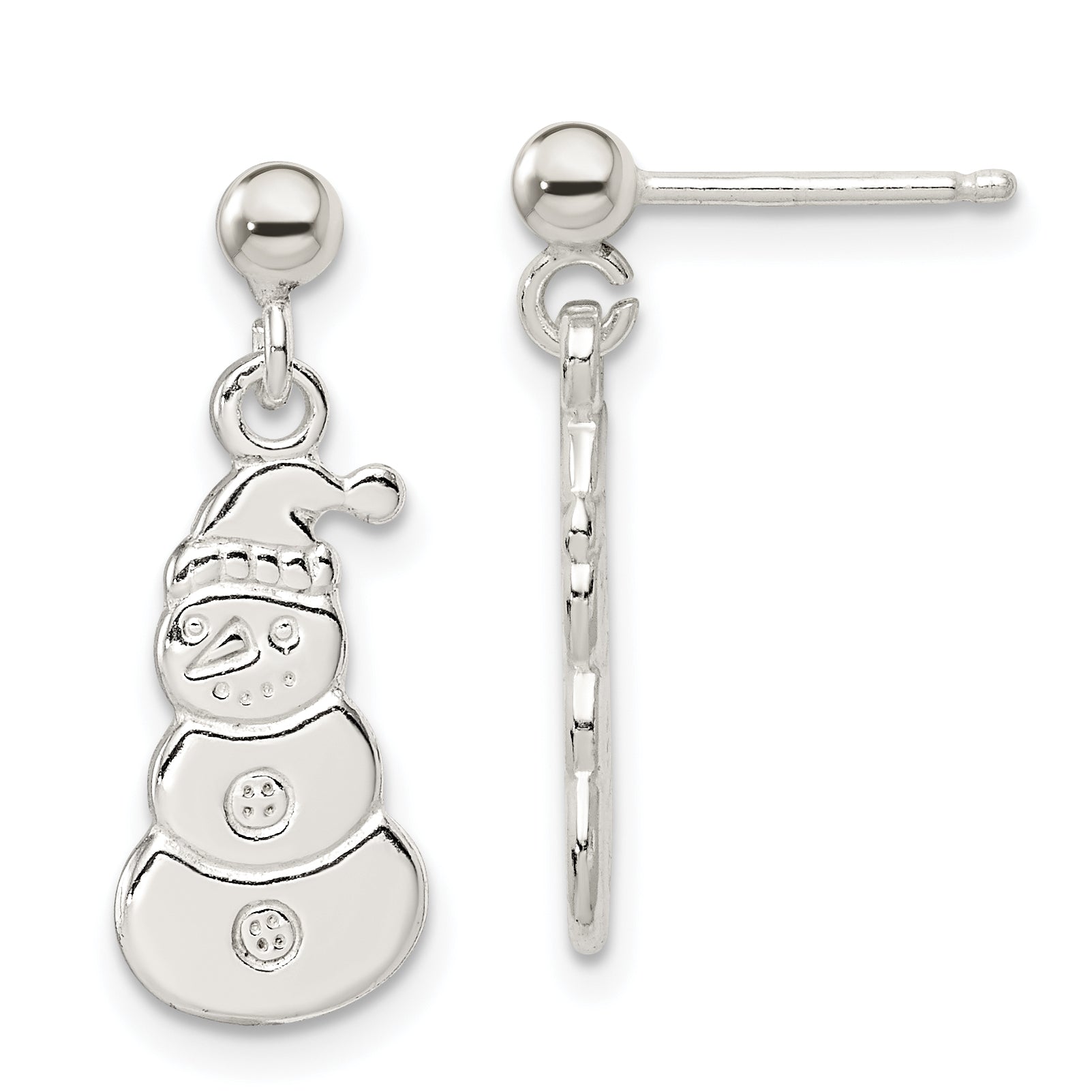 Sterling Silver Polished Snowmen Post Dangle Earrings Main image