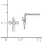 Sterling Silver Rhodium-plated Polished CZ Cross Post Earrings