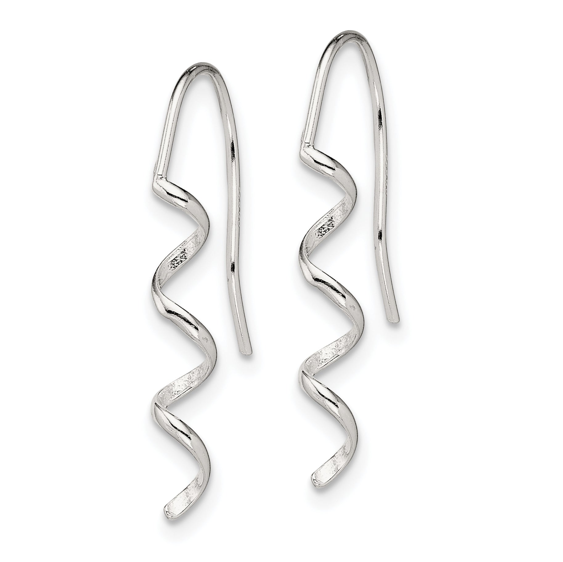 Sterling Silver Polished & Textured Spiral Dangle Earrings Secondary image