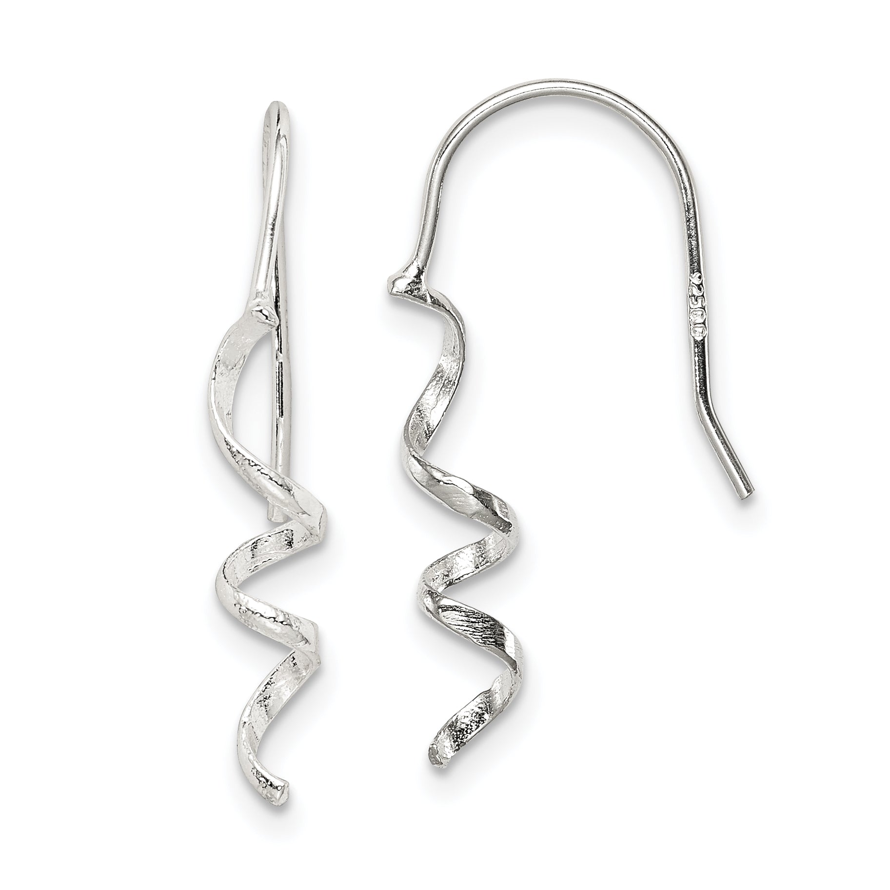 Sterling Silver Polished & Textured Spiral Dangle Earrings Main image