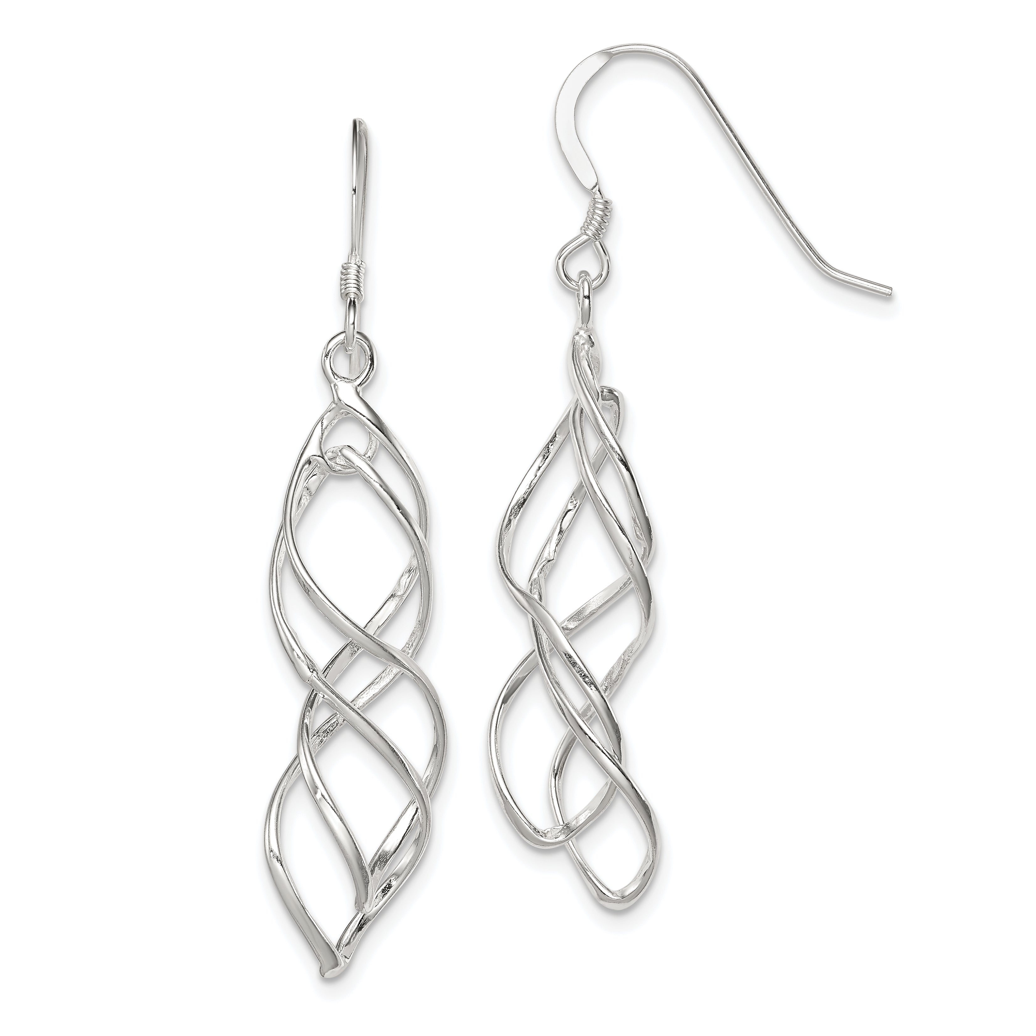Sterling Silver Polished & Twisted Intertwined Dangle Earrings Main image