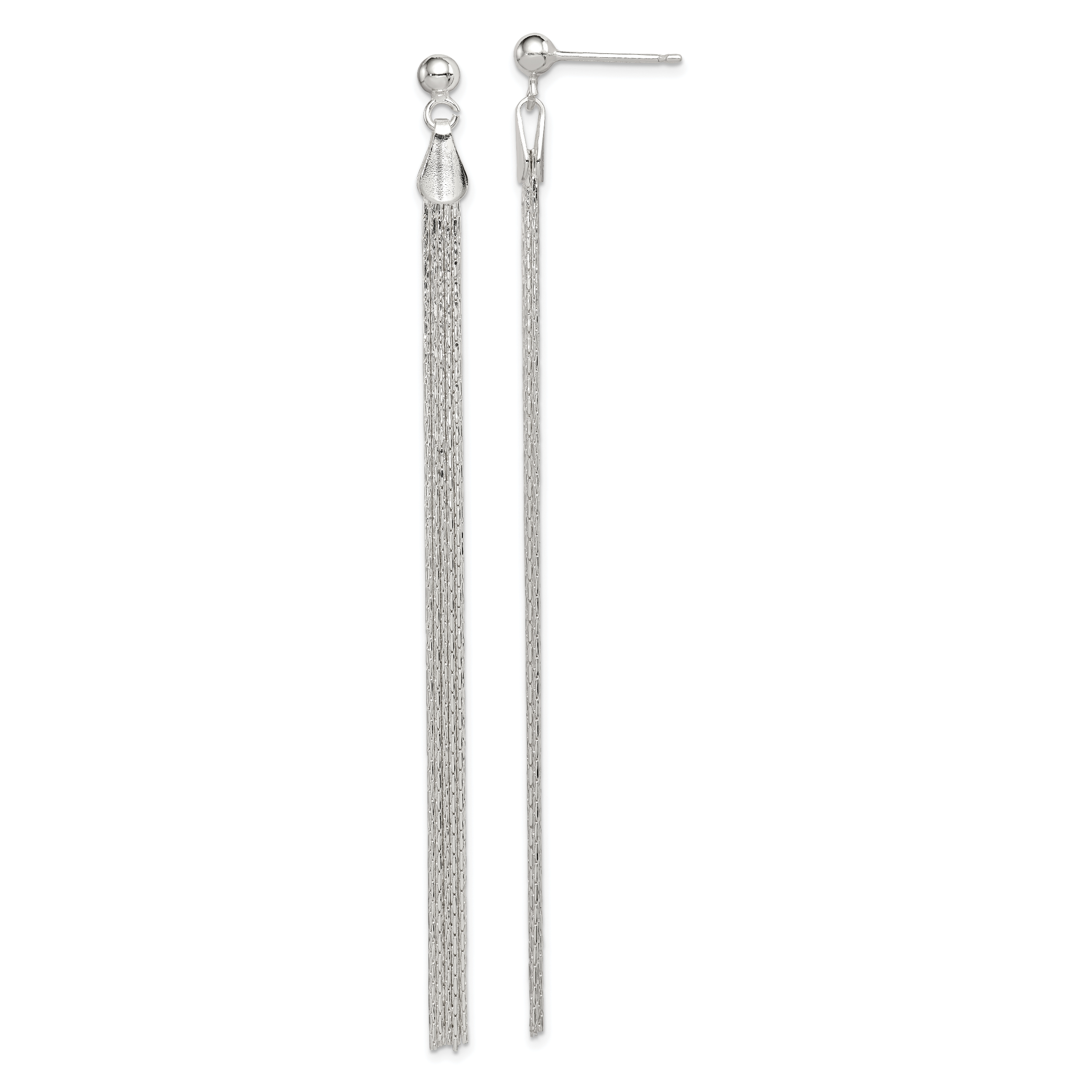 Sterling Silver Polished Fancy Long Linear Post Dangle Earrings Main image