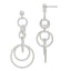 Sterling Silver Polished & Textured Circle Links Post Dangle Earrings