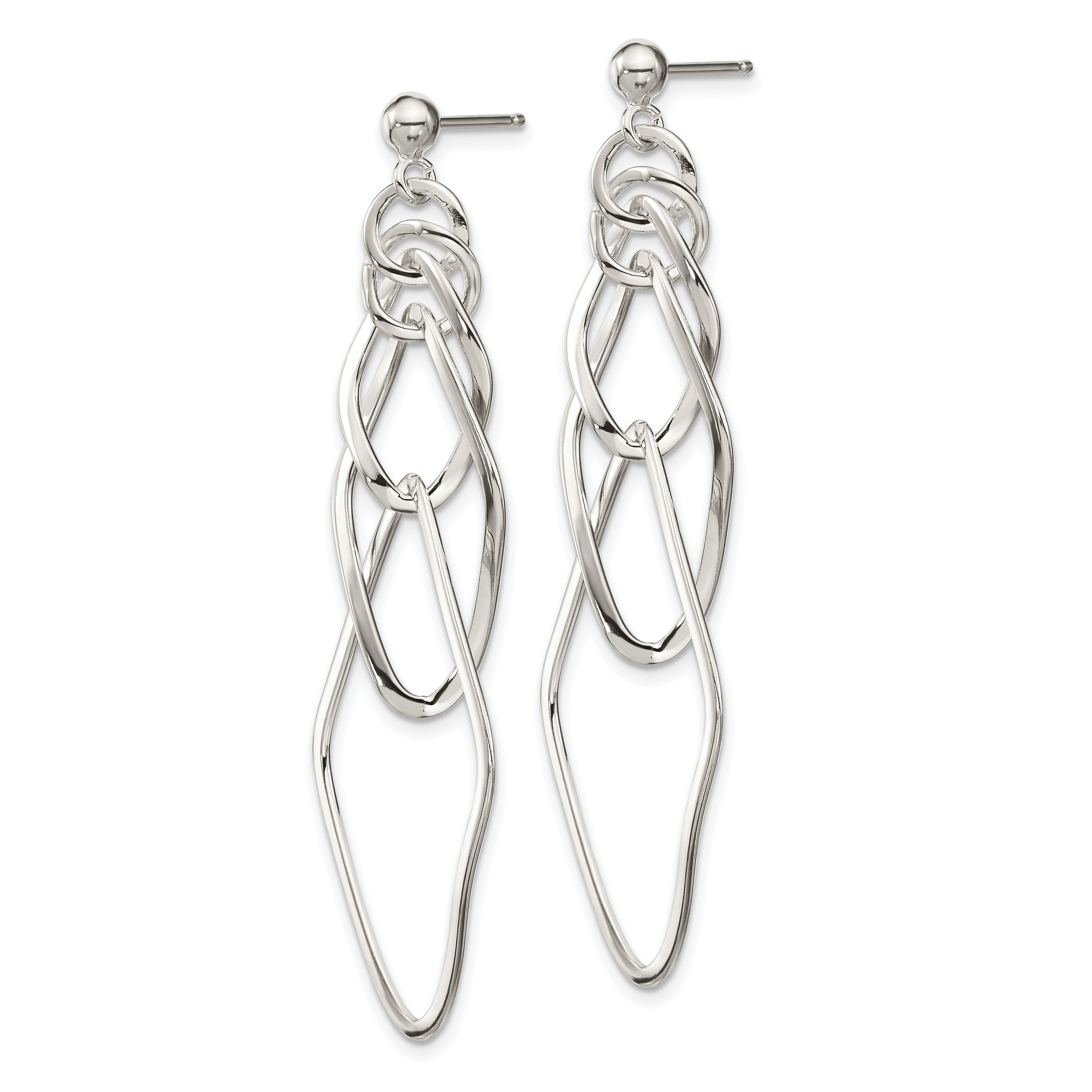 Sterling Silver Polished Geometric Post Dangle Earrings