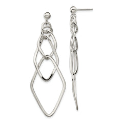 Sterling Silver Polished Geometric Post Dangle Earrings