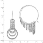Sterling Silver Rhodium-plated D/C Graduated Circle Dangle Hoop Earrings