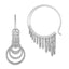 Sterling Silver Rhodium-plated D/C Graduated Circle Dangle Hoop Earrings