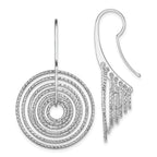 Sterling Silver Rhodium-plated D/C Concentric Circles Dangle Earrings