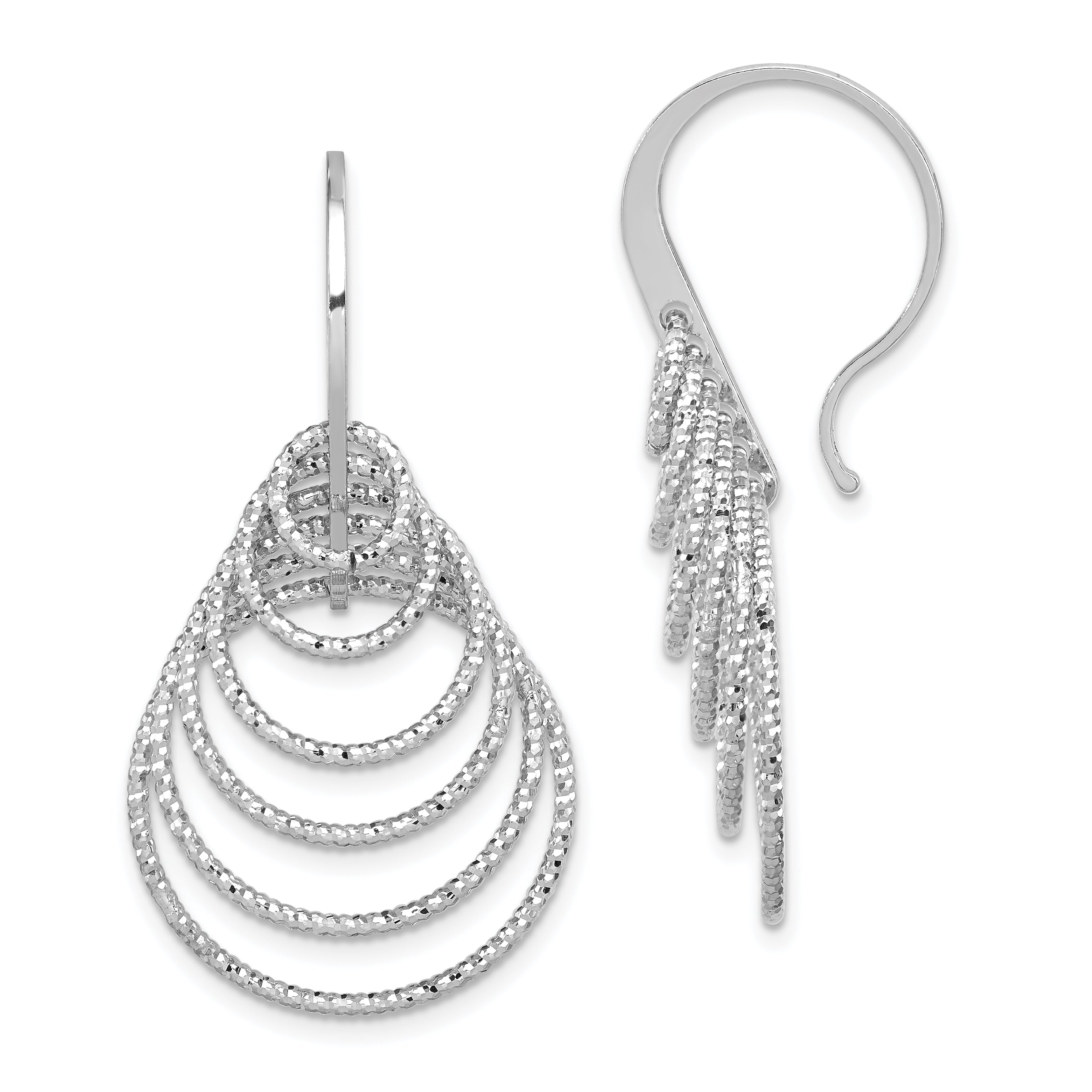 Sterling Silver Rhodium-plated D/C Graduated Circles Dangle Earrings Main image