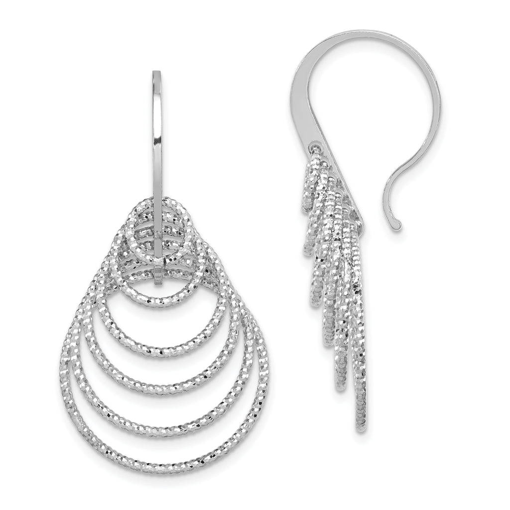 Sterling Silver Rhodium-plated D/C Graduated Circles Dangle Earrings