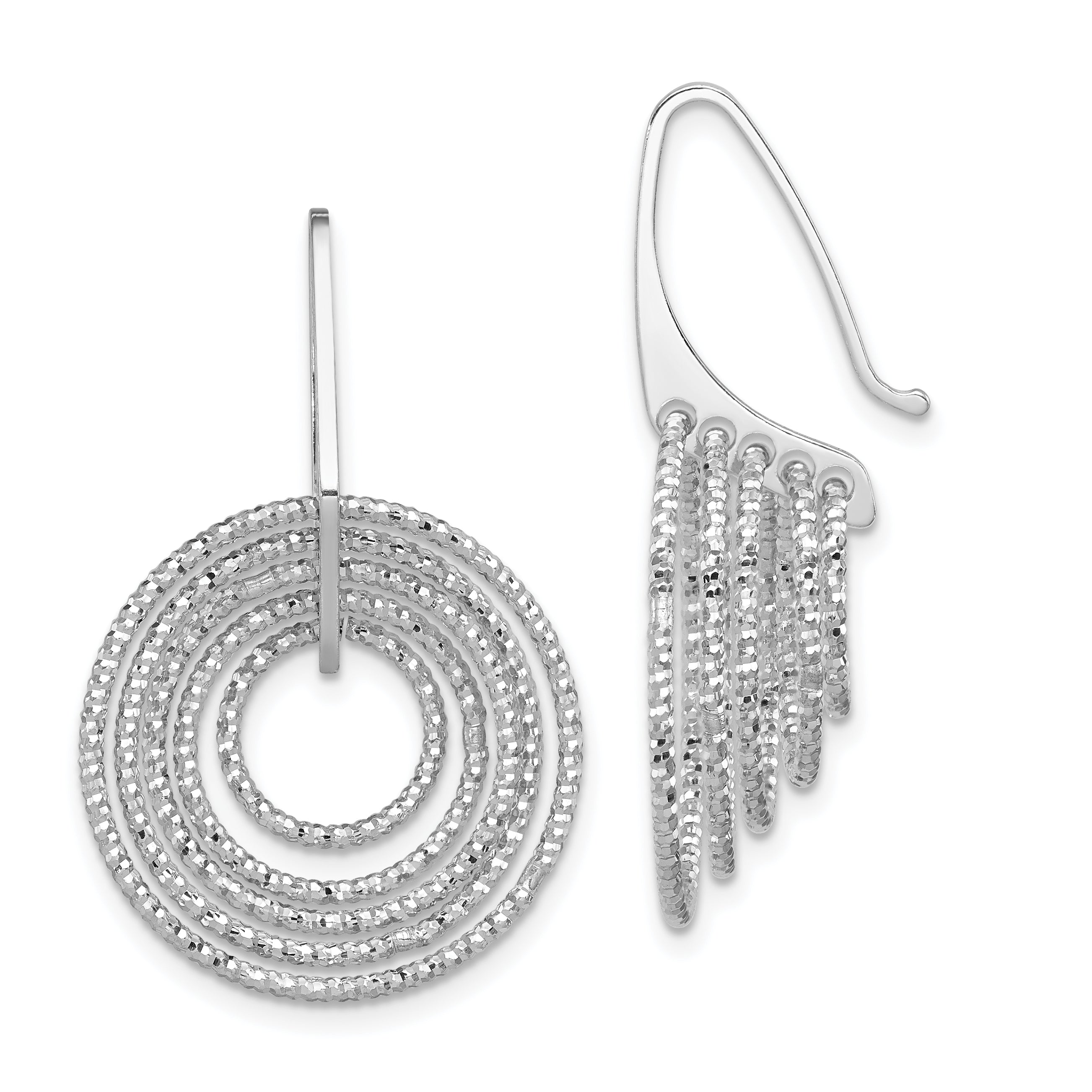 Sterling Silver Rhodium-plated D/C Circles Dangle Earrings Main image