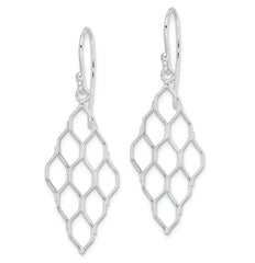 Sterling Silver Rhodium-plated Polished Honeycomb Dangle Earrings
