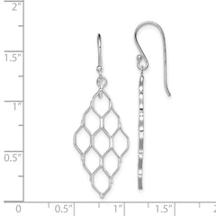 Sterling Silver Rhodium-plated Polished Honeycomb Dangle Earrings