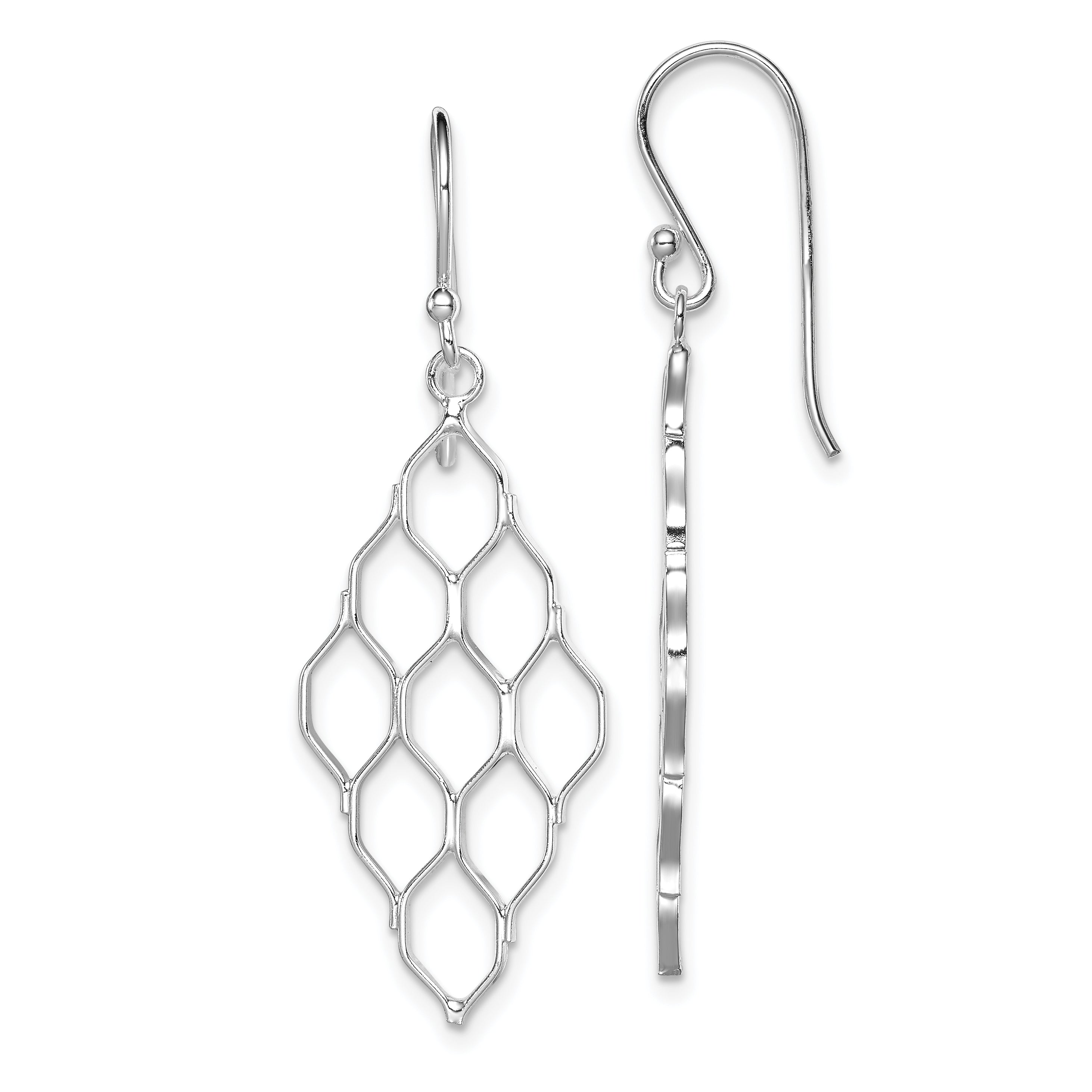 Sterling Silver Rhodium-plated Polished Honeycomb Dangle Earrings Main image