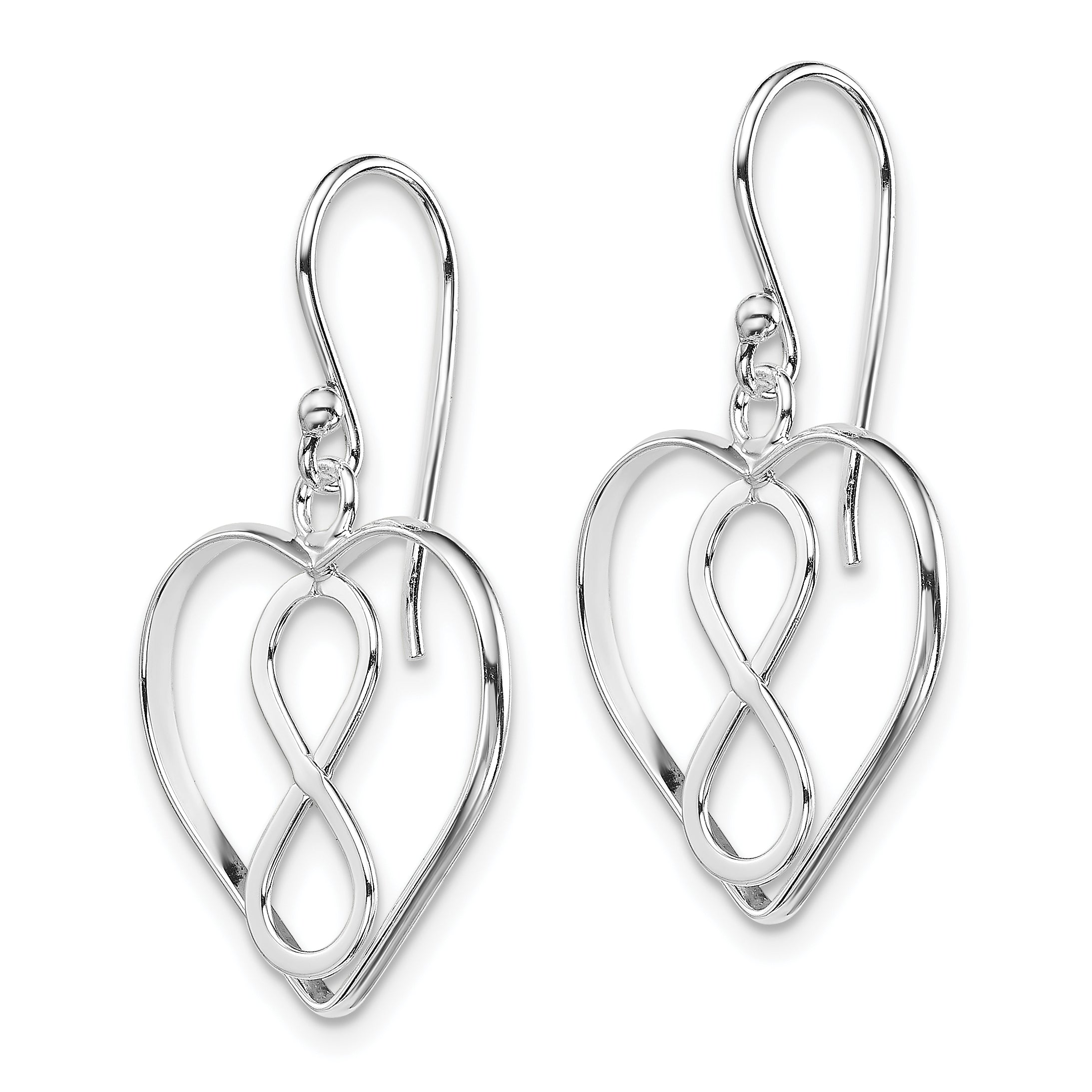Infinity Open Heart Dangle Earrings in Sterling Silver Secondary image