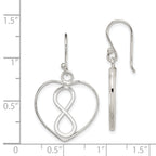 Infinity Open Heart Dangle Earrings in Sterling Silver