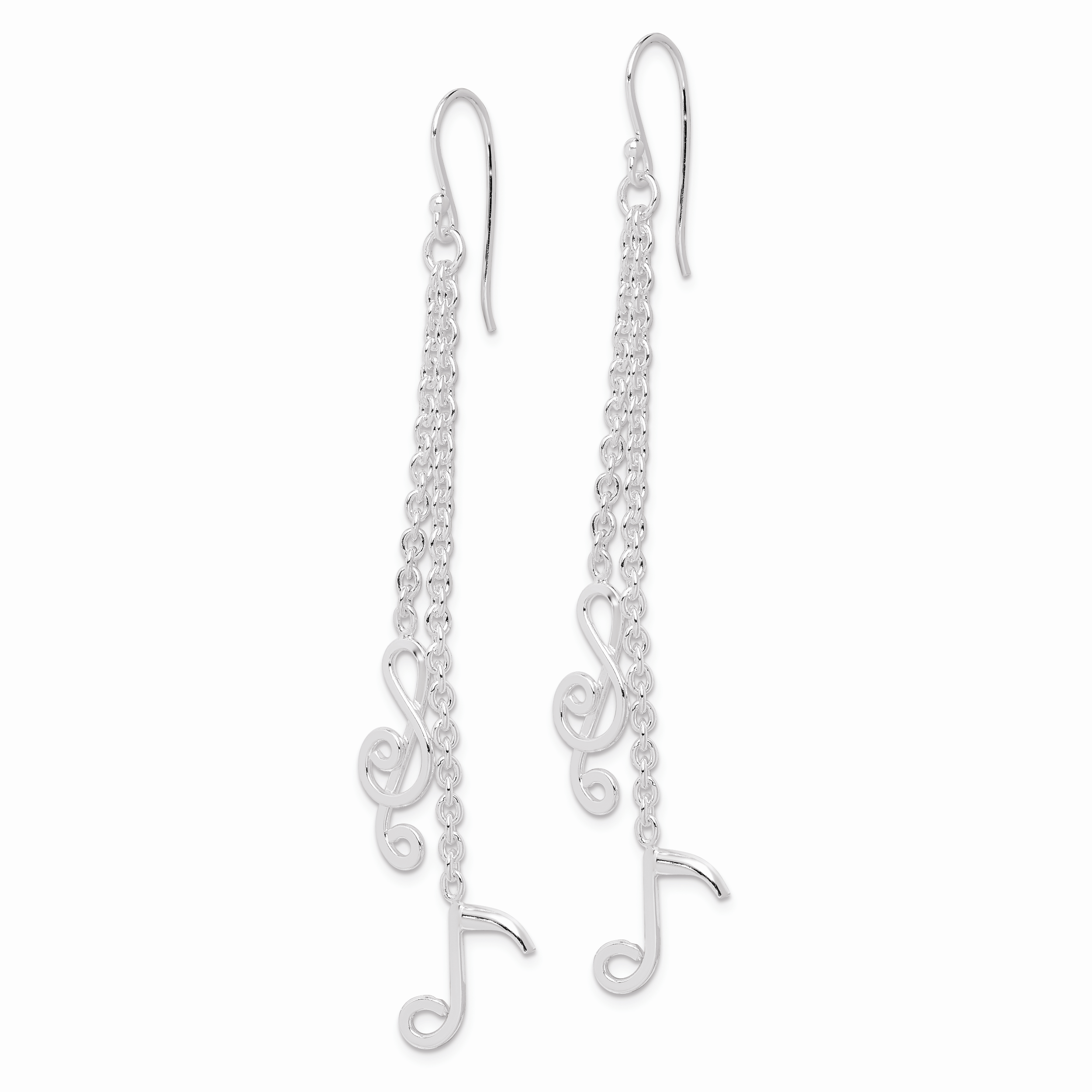 Sterling Silver Rhodium-plated Musical Notes Dangle Earrings Secondary image