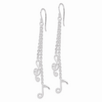 Sterling Silver Rhodium-plated Musical Notes Dangle Earrings