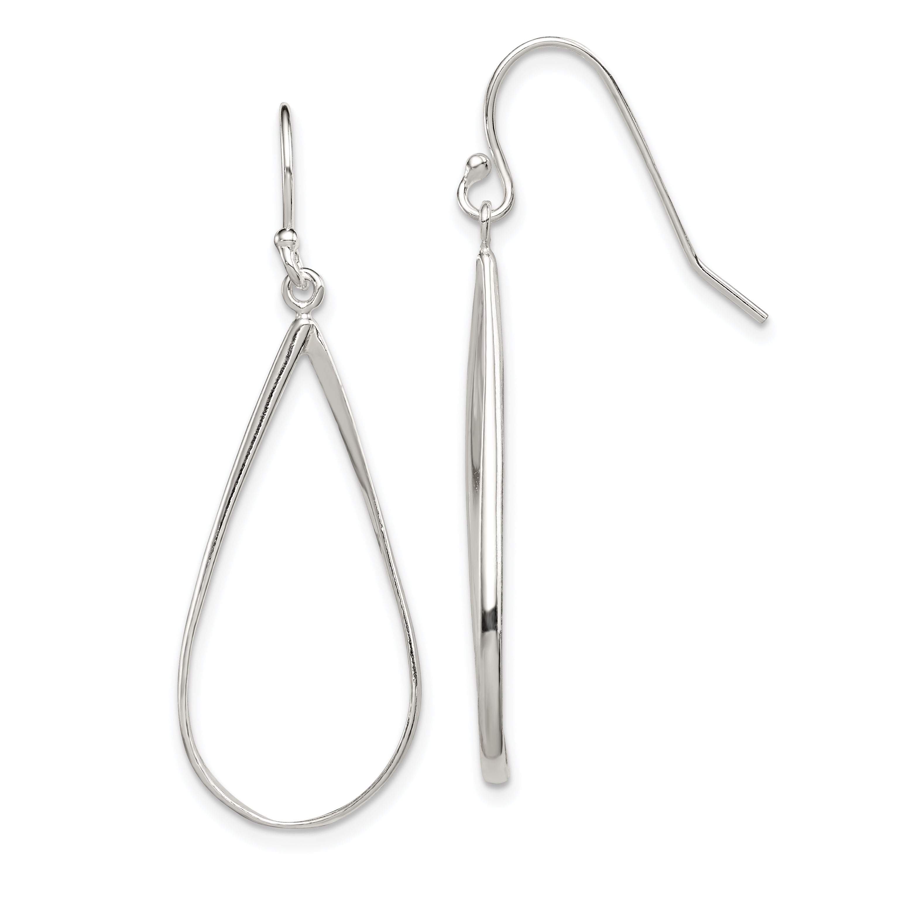 Sterling Silver Polished Teardrop Dangle Earrings Main image